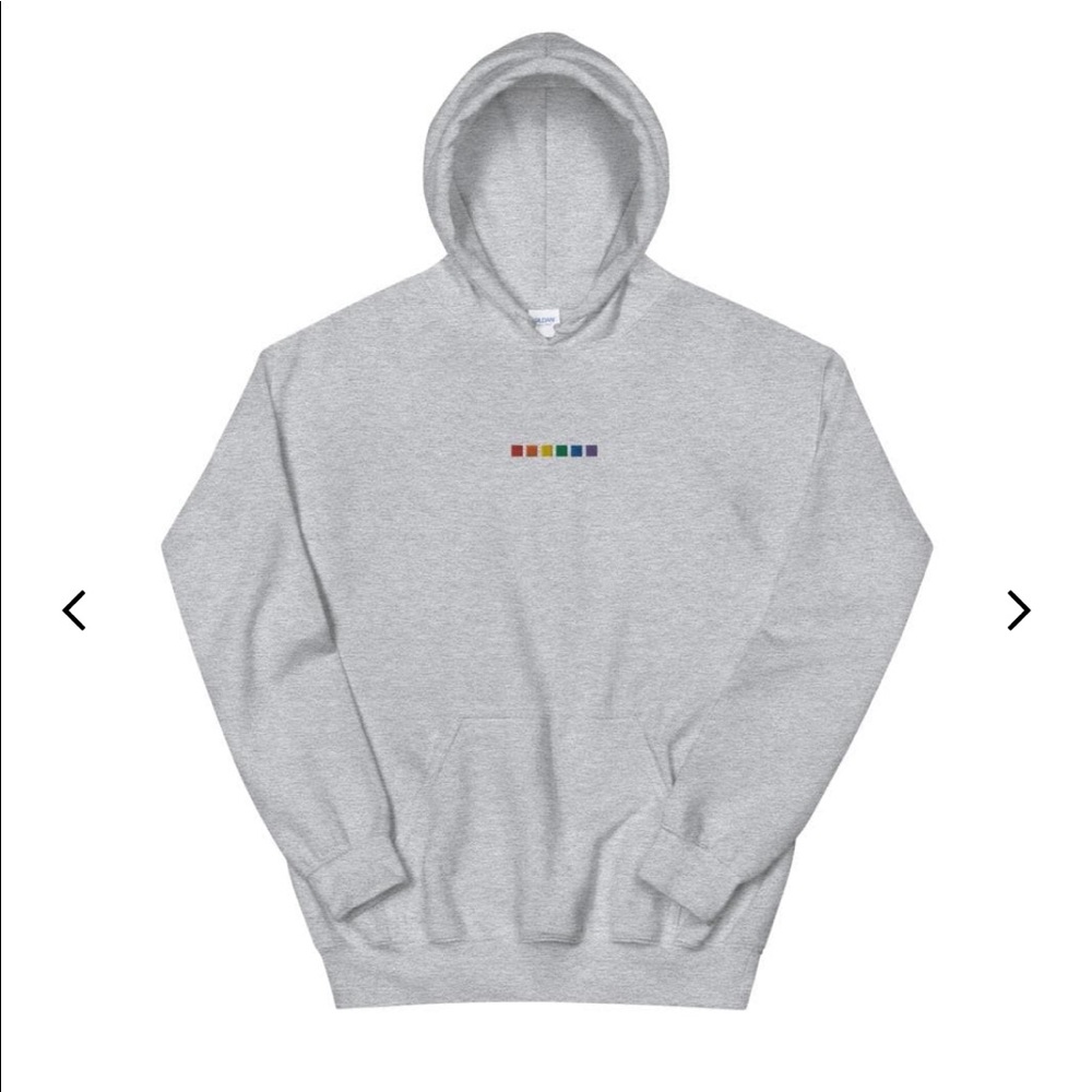 Gay Pride Apparel Gray Rainbow Embroidered Hoodie